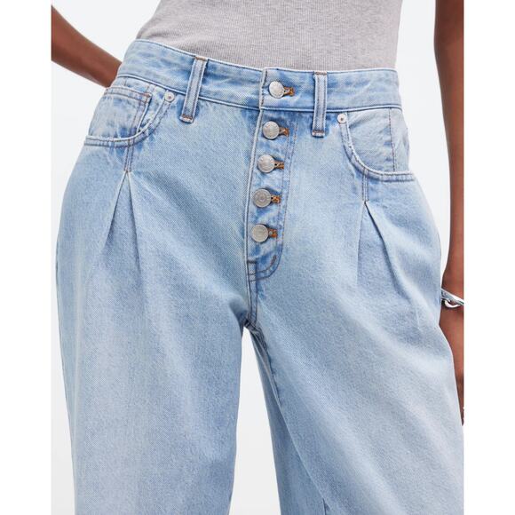 Madewell Superwide Leg Jeans Cather Wash Button Front Blue High Rise US 26 NWT - Picture 3 of 16